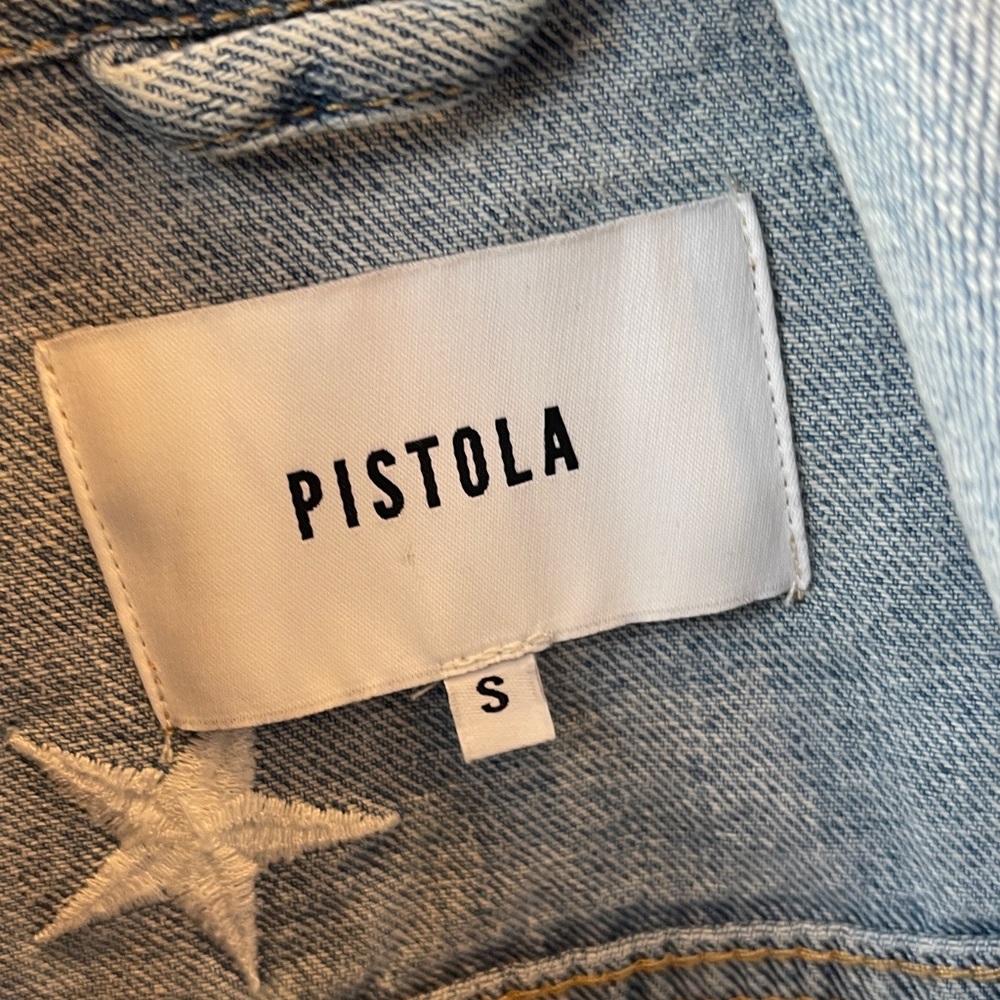Pistola embroidered star denim jean jacket size small like new stars patriotic - Picture 3 of 7